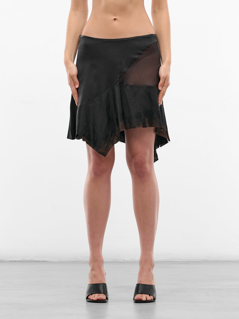 Black Silk Ishq Mini Skirt (LKSS26-ISHQ-BLACK)