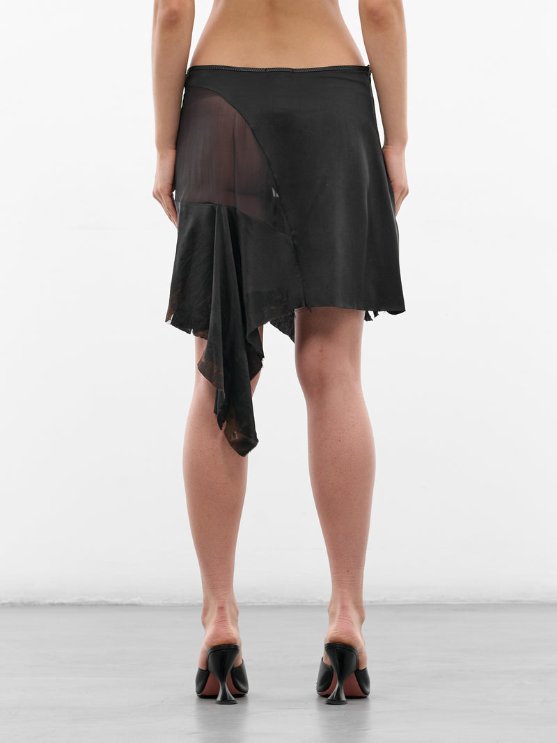 Black Silk Ishq Mini Skirt (LKSS26-ISHQ-BLACK)
