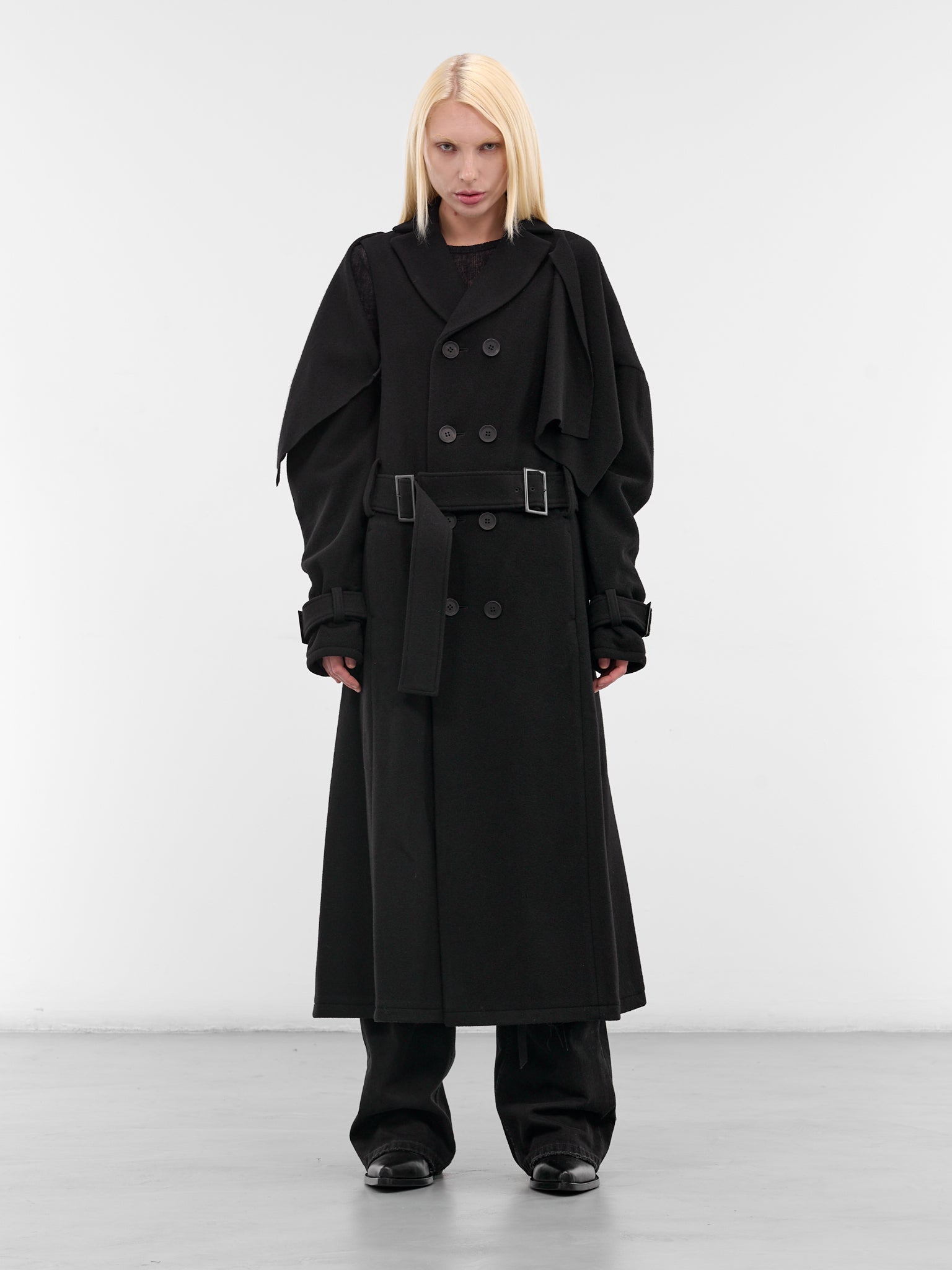 Black Wool Trench Coat (LL-C02-102-1-BLACK)