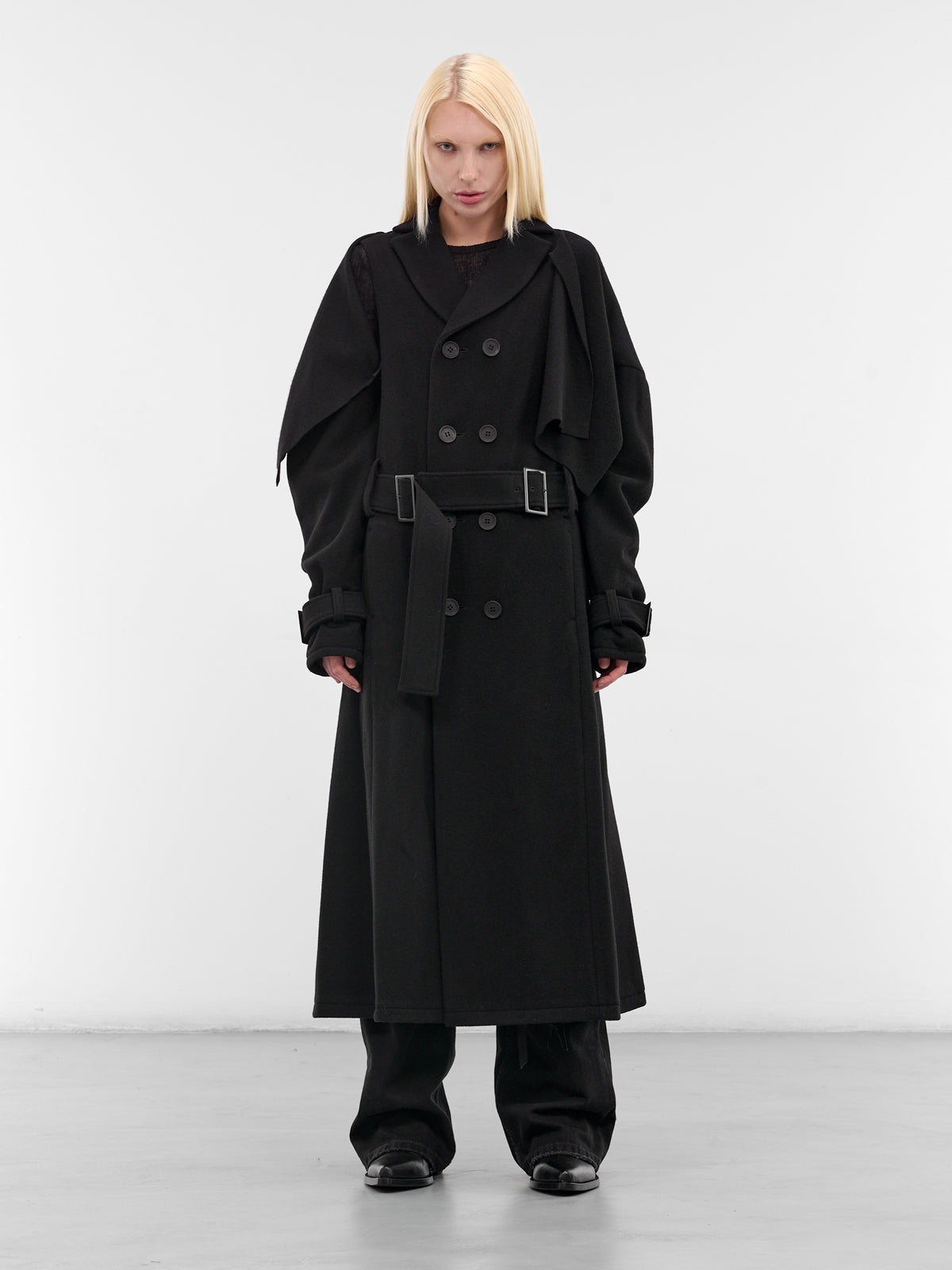 Black Wool Trench Coat (LL-C02-102-1-BLACK)