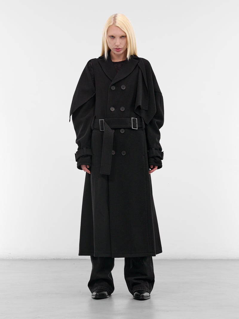 Black Wool Trench Coat (LL-C02-102-1-BLACK)