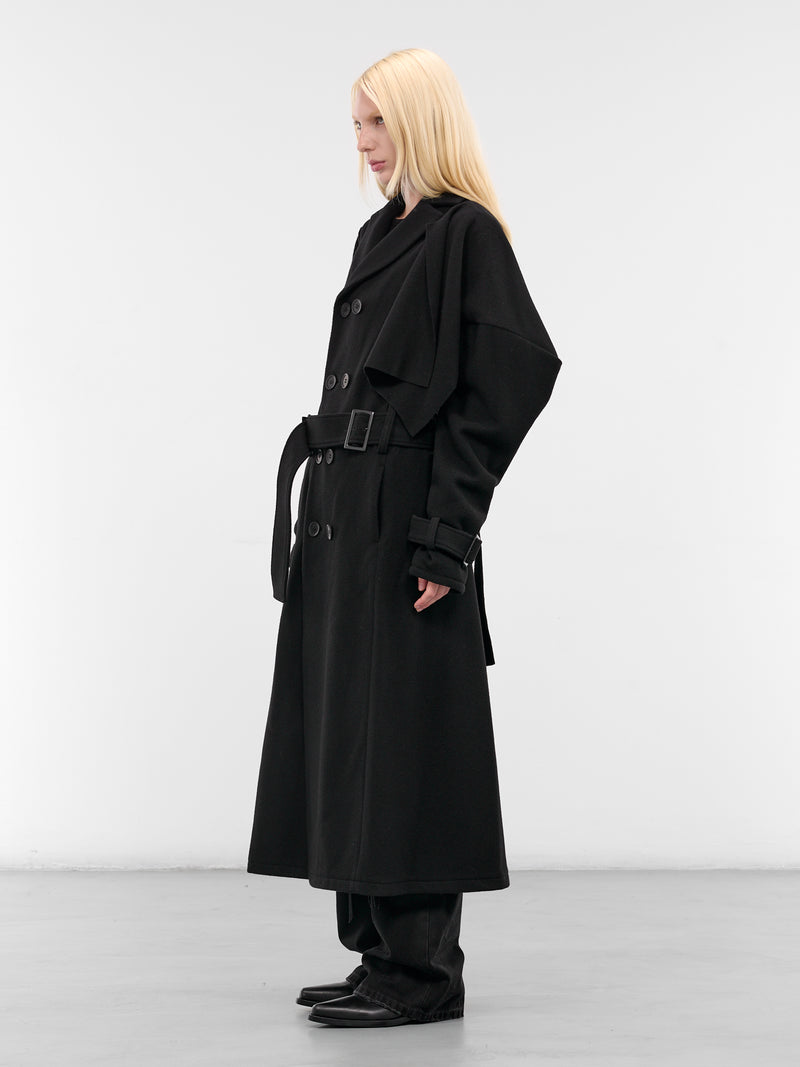 Black Wool Trench Coat (LL-C02-102-1-BLACK)