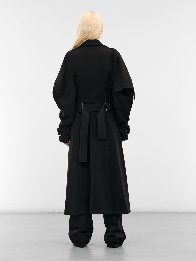 Black Wool Trench Coat (LL-C02-102-1-BLACK)