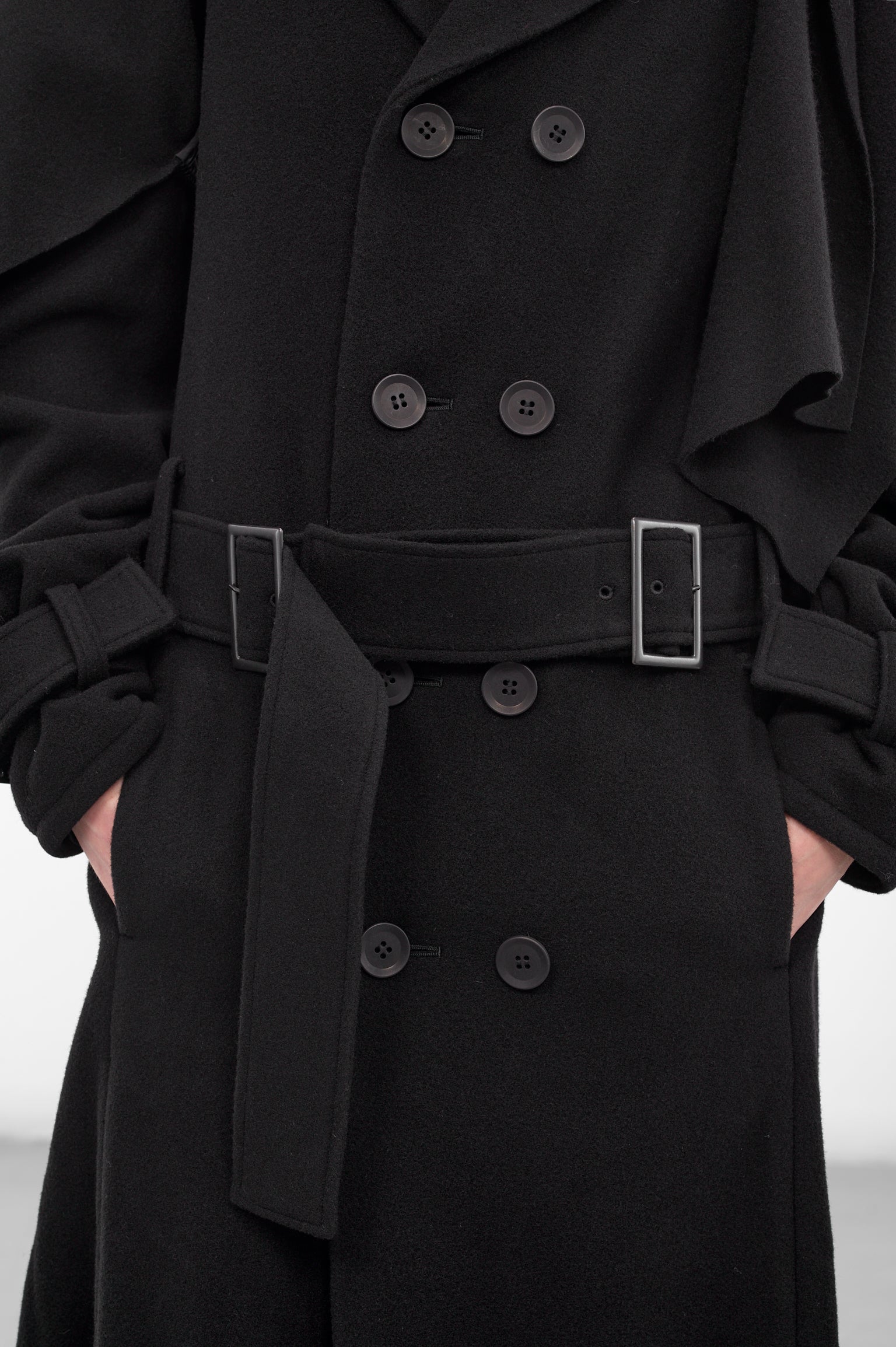 Black Wool Trench Coat (LL-C02-102-1-BLACK)