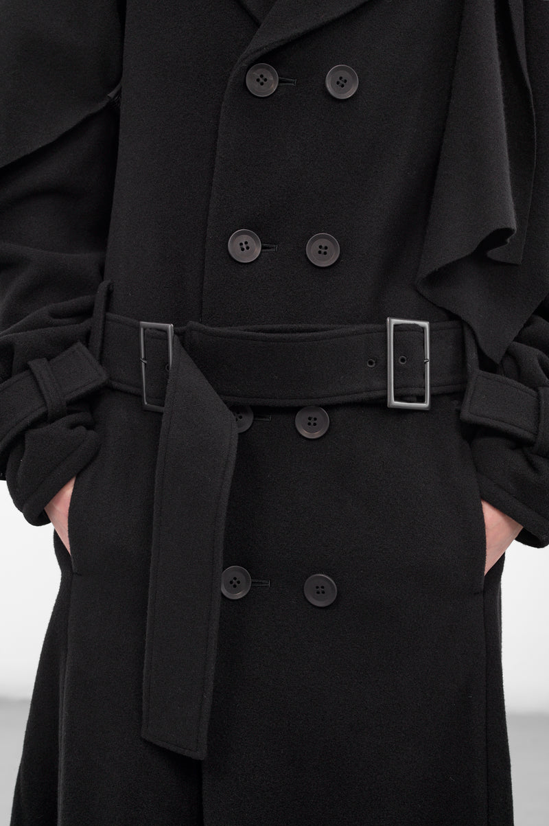 Black Wool Trench Coat (LL-C02-102-1-BLACK)