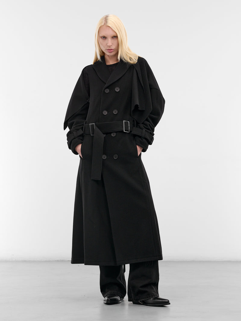 Black Wool Trench Coat (LL-C02-102-1-BLACK)