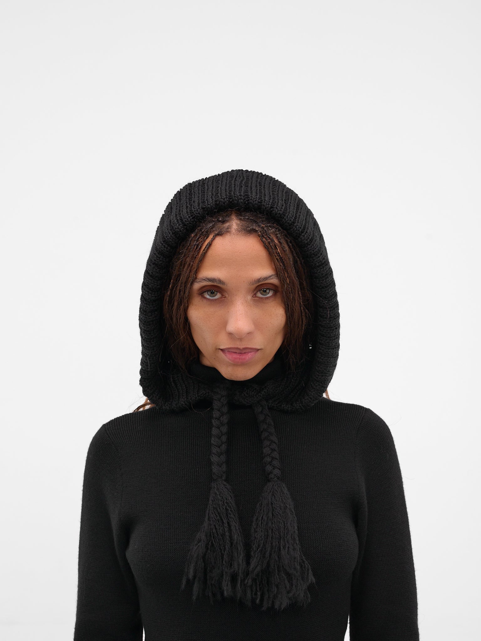 Black Wool Knit Hood (LL-H01-183-3-BLACK)