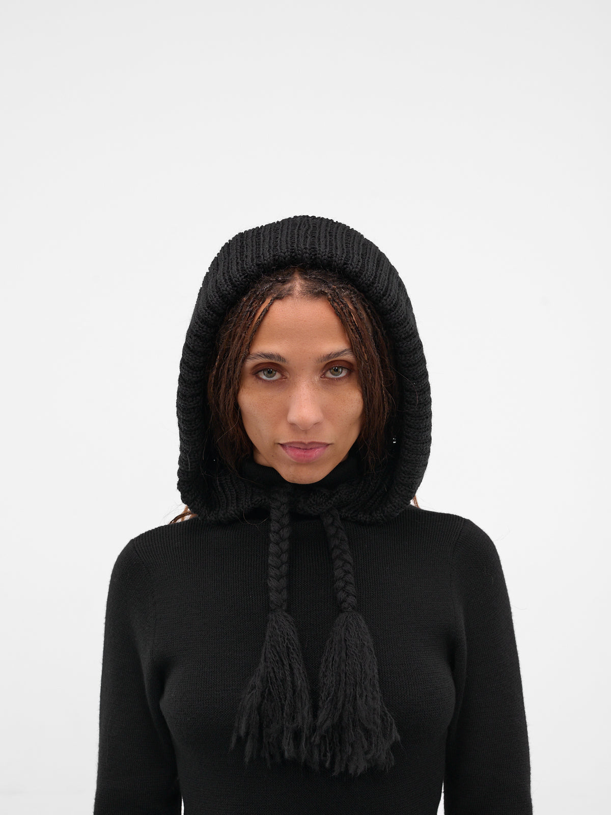Black Wool Knit Hood (LL-H01-183-3-BLACK)