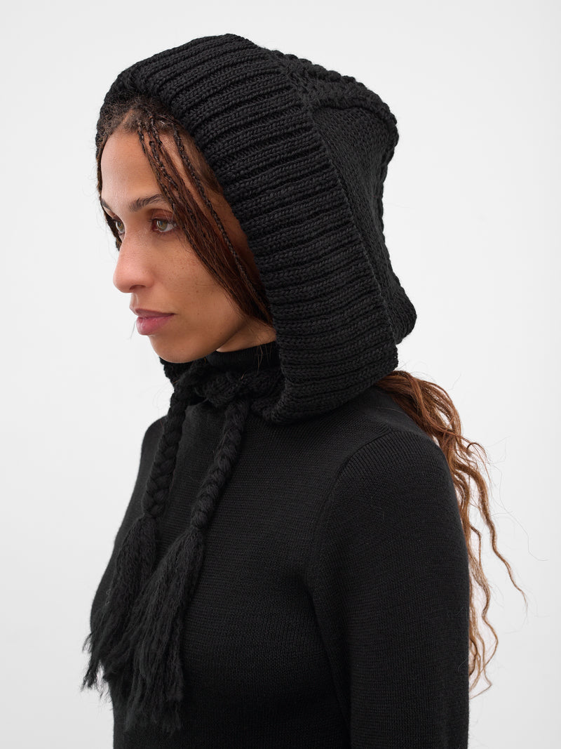 Black Wool Knit Hood (LL-H01-183-3-BLACK)