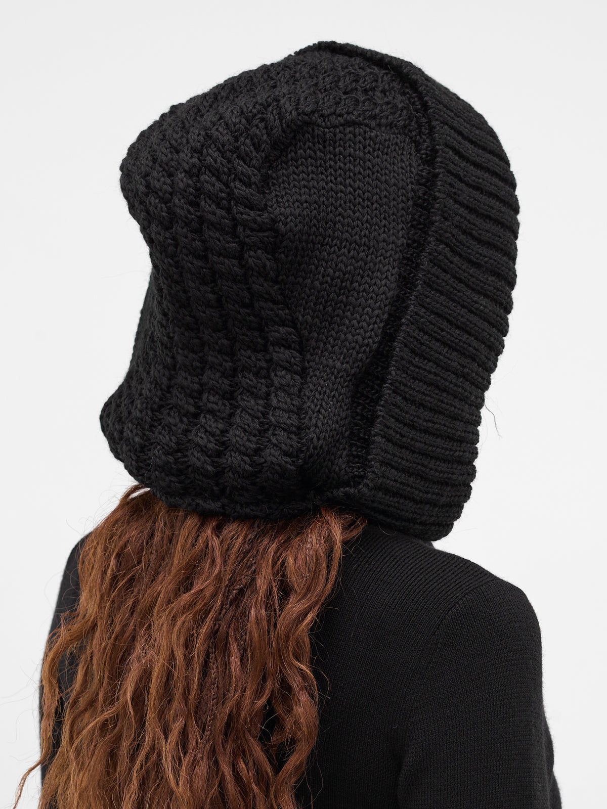 Black Wool Knit Hood (LL-H01-183-3-BLACK)