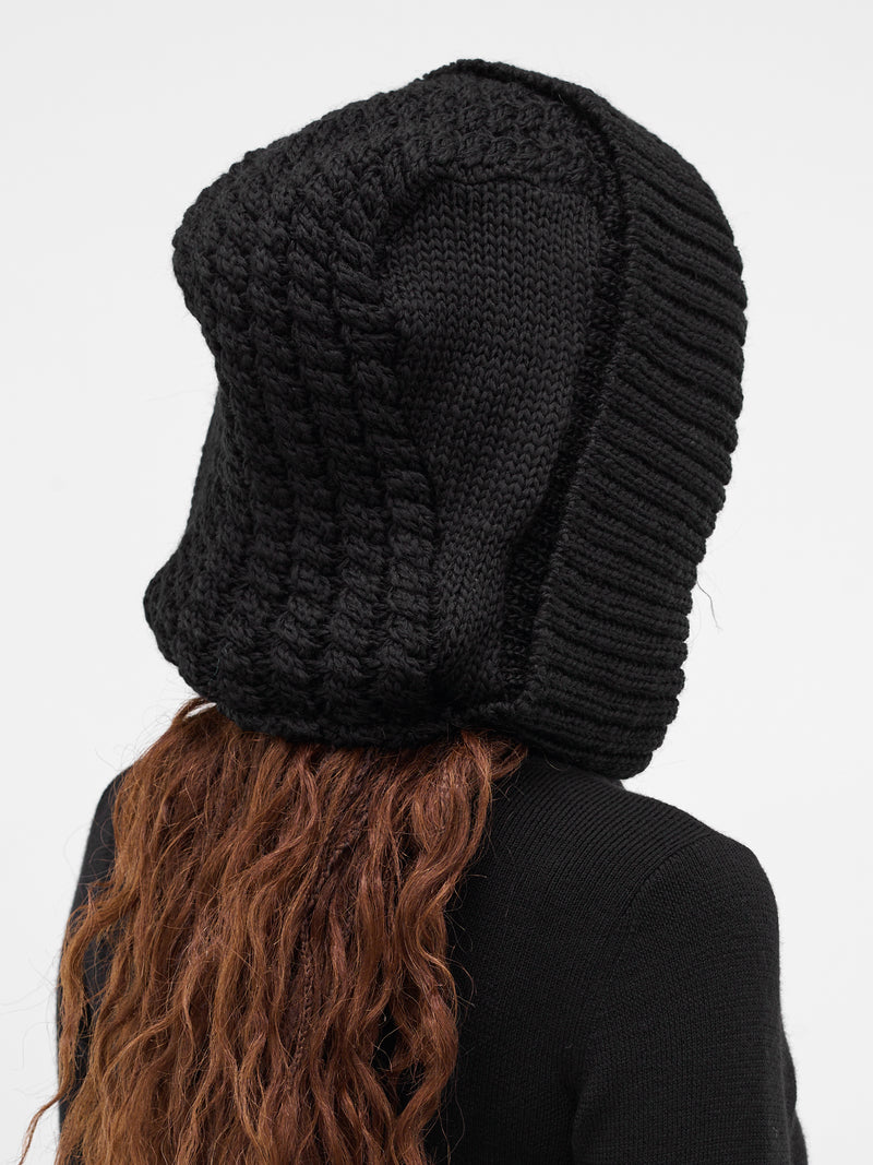 Black Wool Knit Hood (LL-H01-183-3-BLACK)