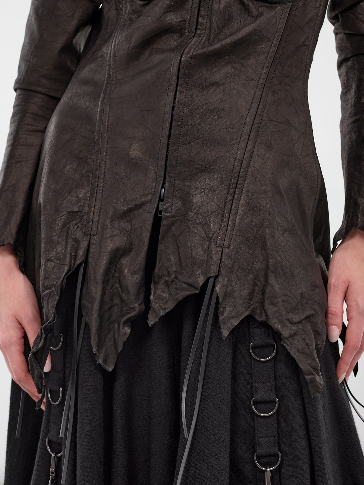 Black Leather Off-Shoulder Jacket (LL-J08-700-BLACK)