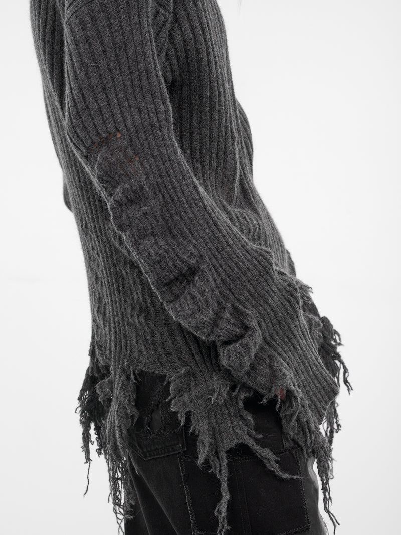 Gray Distressed Wool-Angora Turtleneck (LL-K01-160-2-GREY)