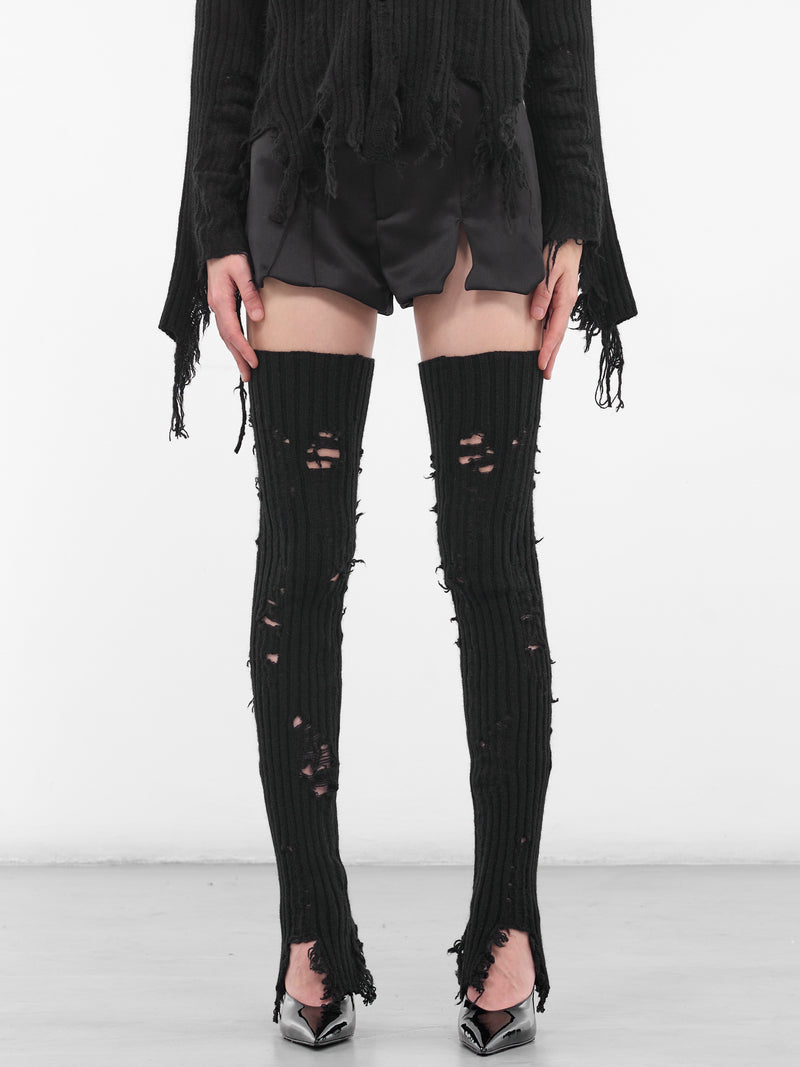 Black Distressed Leg Warmers (LL-M01-182-3-BLACK)