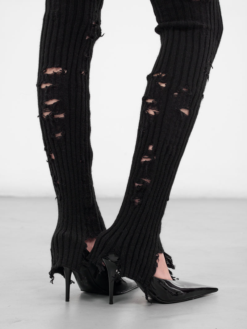 Black Distressed Leg Warmers (LL-M01-182-3-BLACK)