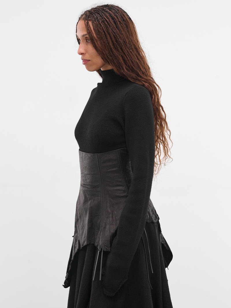 Black Leather Corset Belt (LL-Y01-700-1-BLACK)