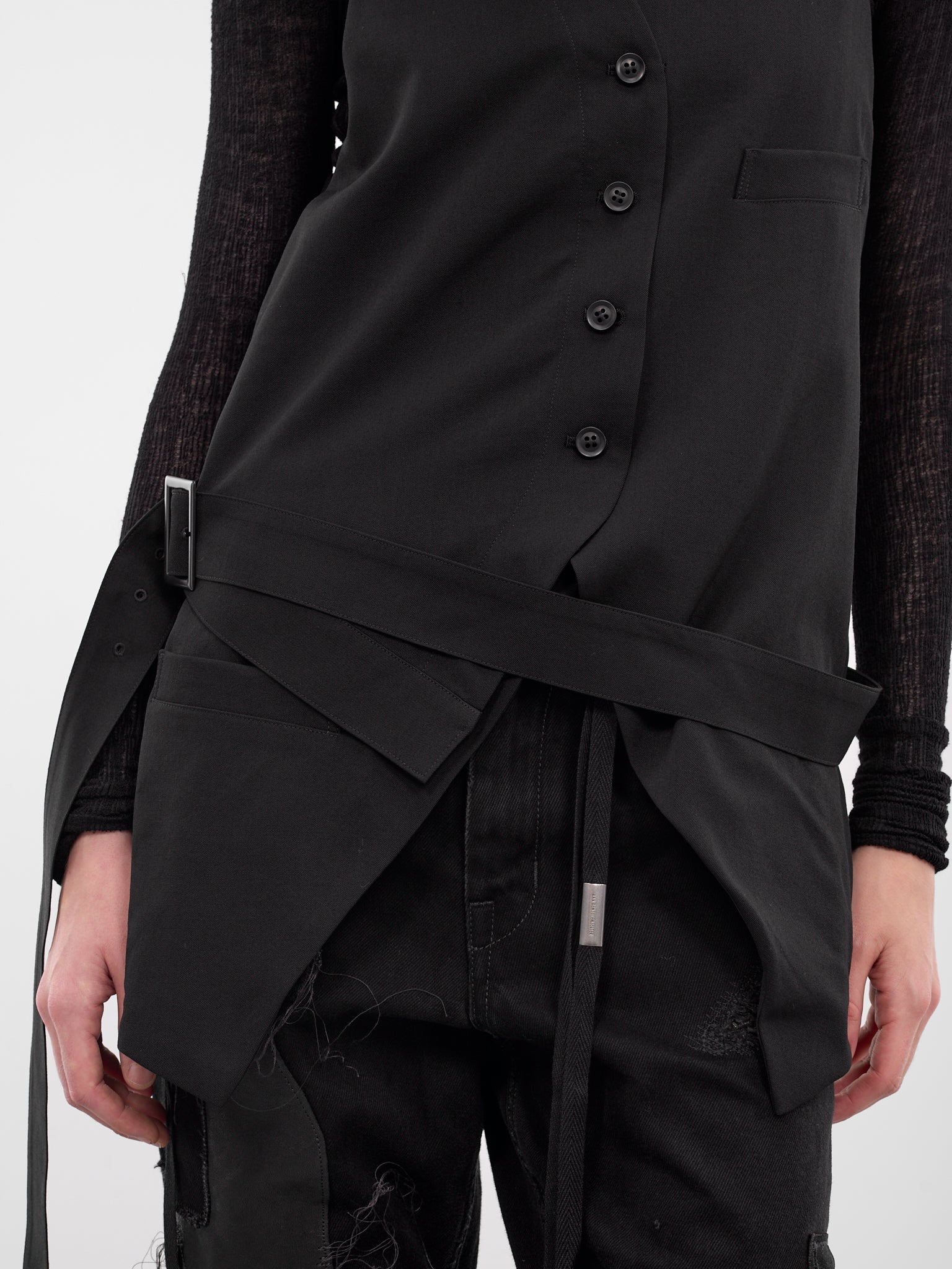 Black Wool Gabardine Vest (LL-Y02-111-1-BLACK)