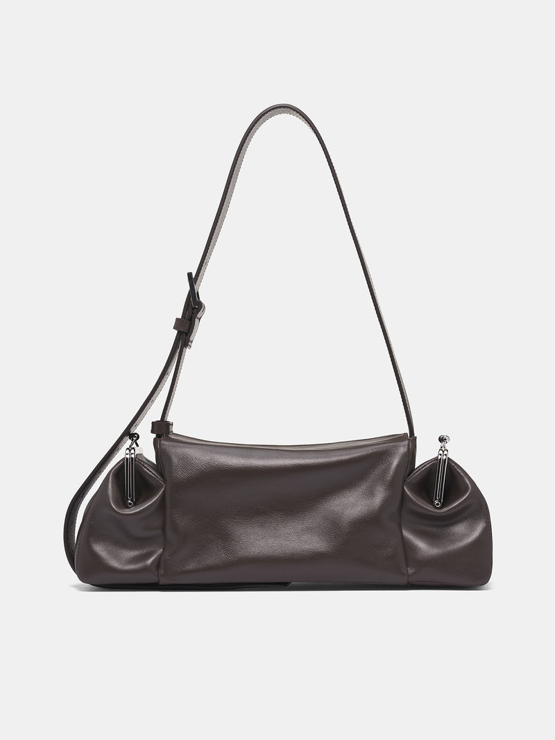 Brown Leather Clasp Pocket Handbag (LLB-CHOBR-CHOCOLATE-BROWN)