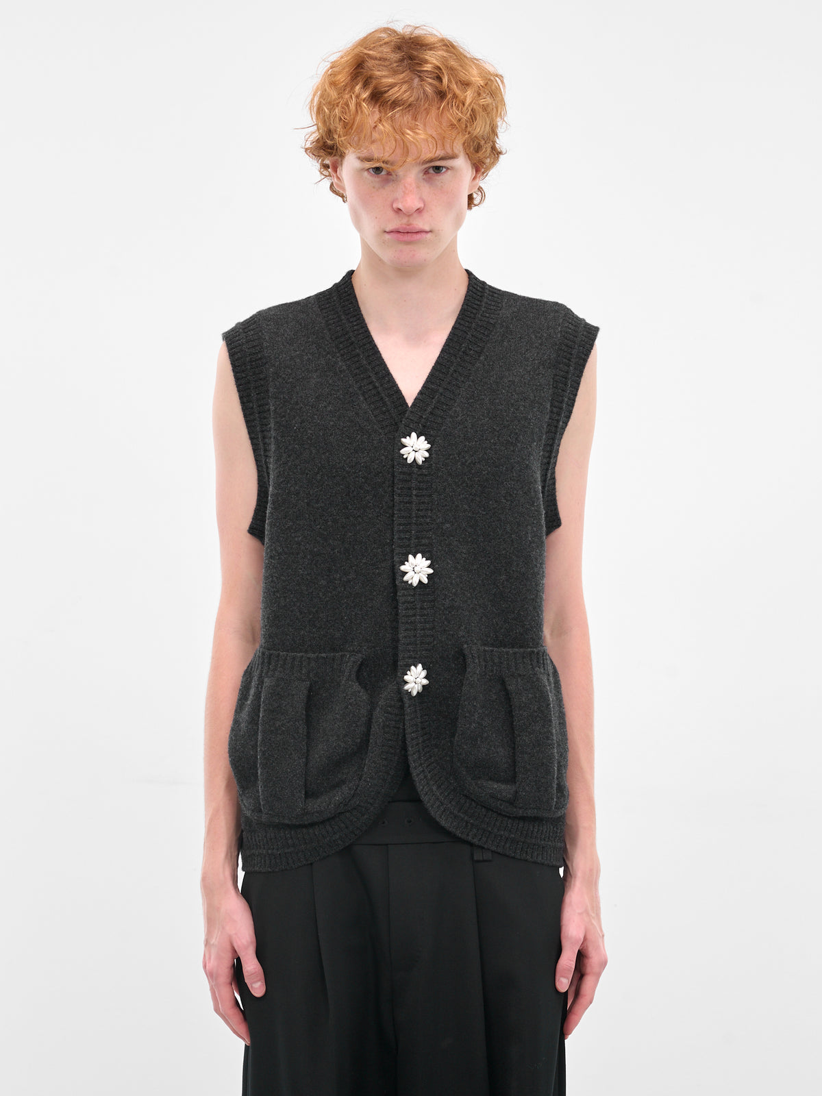 Charcoal Wool Knit Vest (LMK9B-0660-CHARCOAL-PEARL)