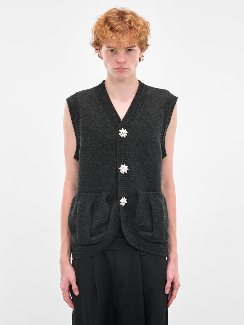 Charcoal Wool Knit Vest (LMK9B-0660-CHARCOAL-PEARL)
