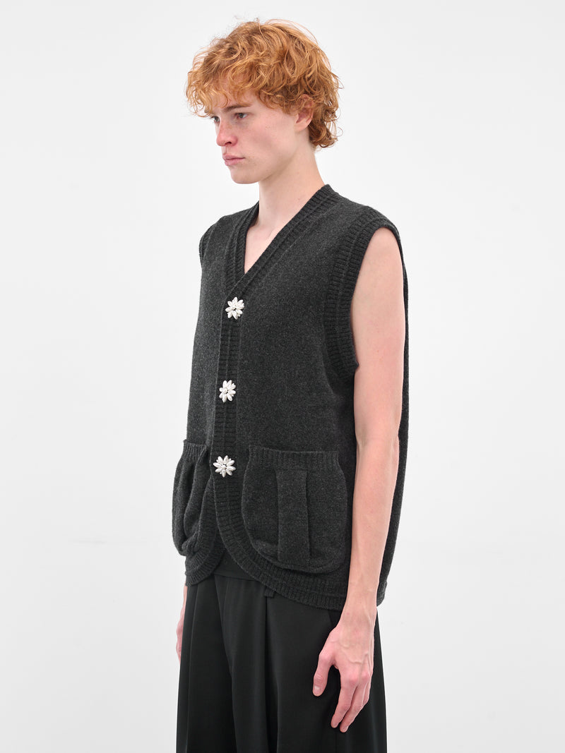 Charcoal Wool Knit Vest (LMK9B-0660-CHARCOAL-PEARL)