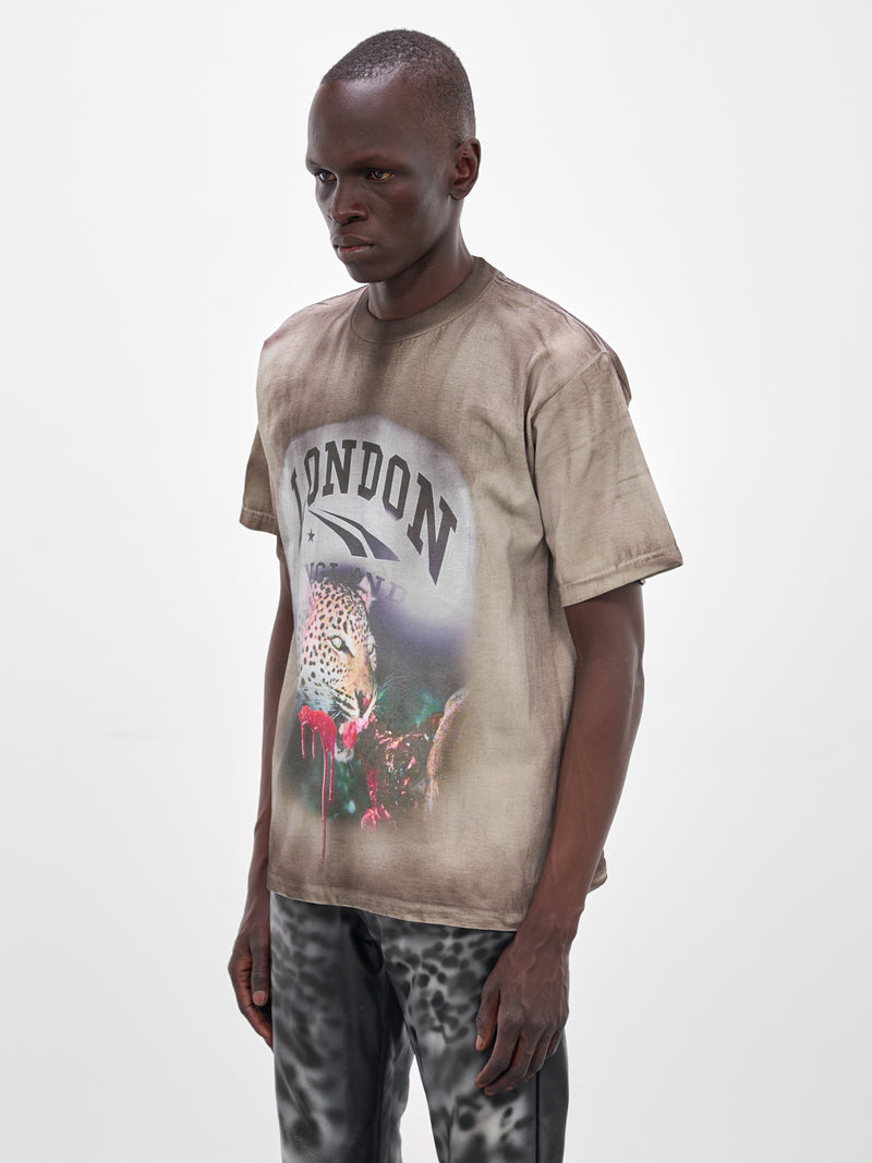 London Cheetah Graphic Print Tee (LONDON-T-SHIRT-GREEN-BROWN)