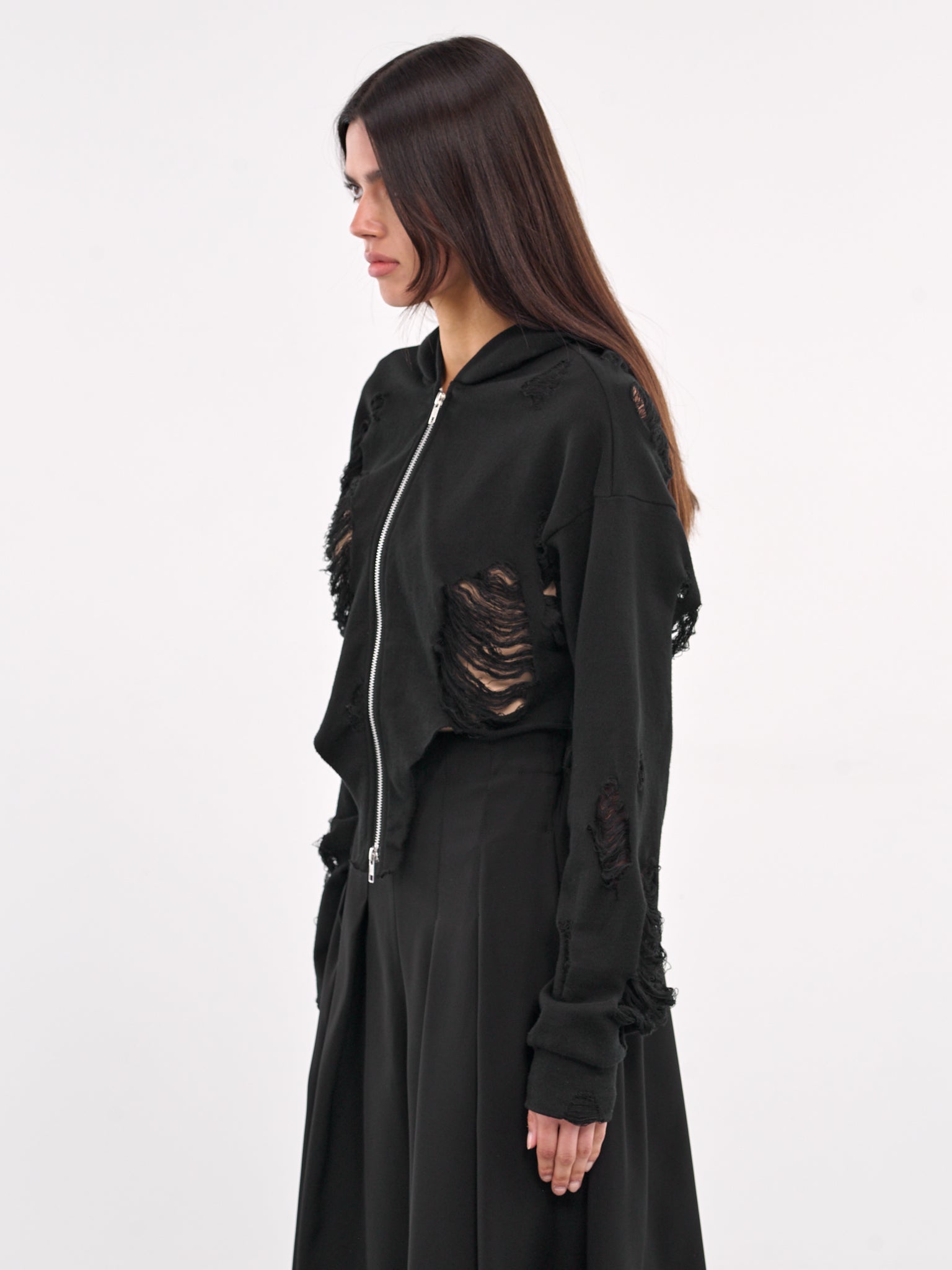 Crushed Fleece Curved Hoodie (LP-T03-033-1-BLACK)