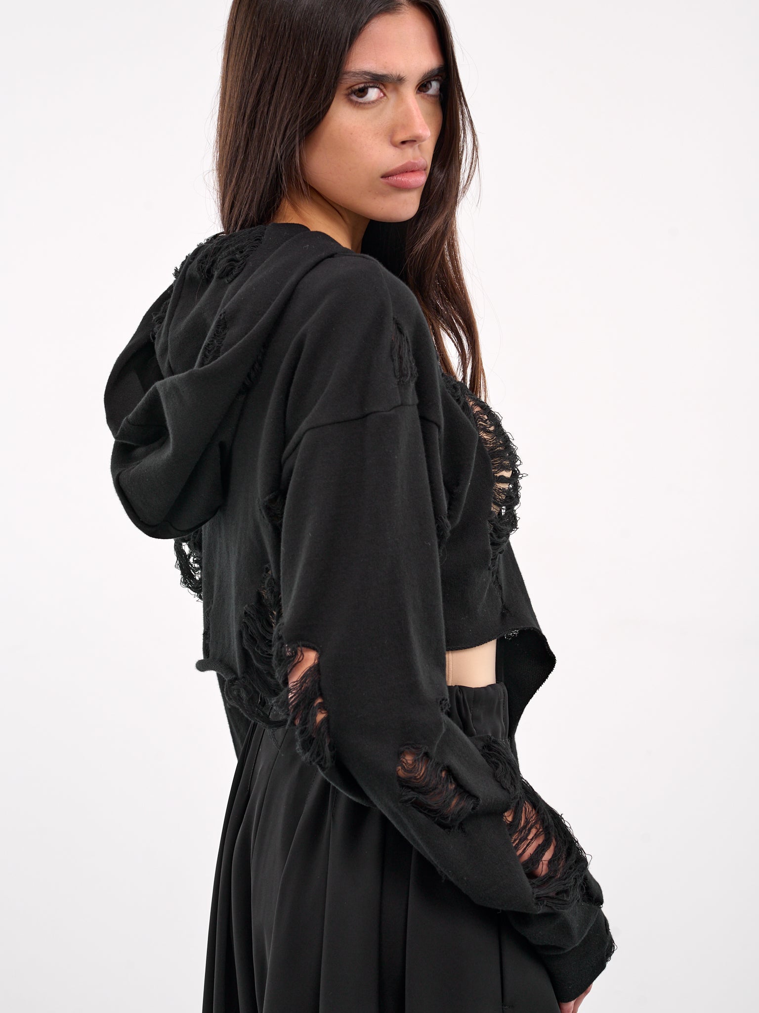 Crushed Fleece Curved Hoodie (LP-T03-033-1-BLACK)
