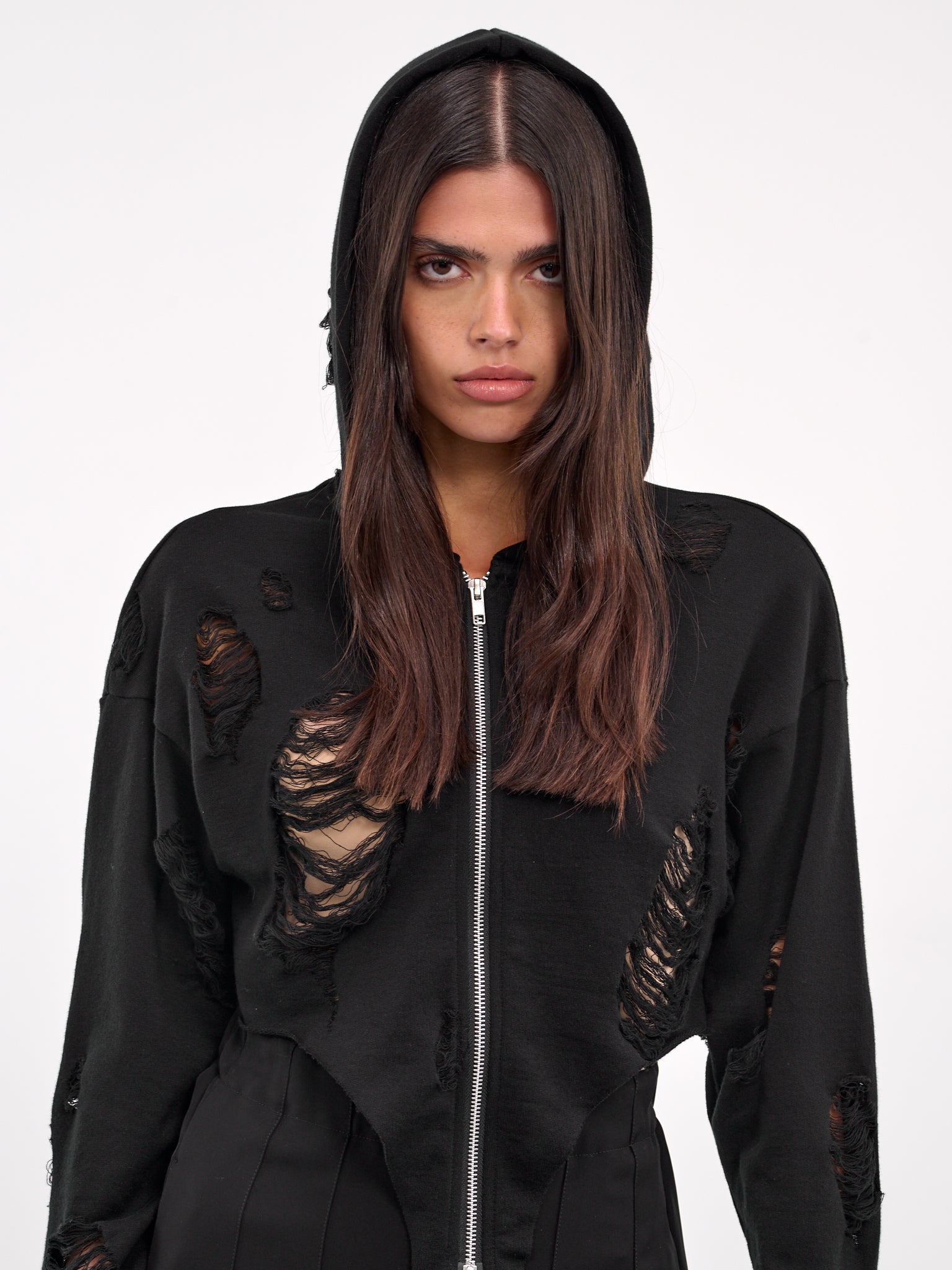 Crushed Fleece Curved Hoodie (LP-T03-033-1-BLACK)