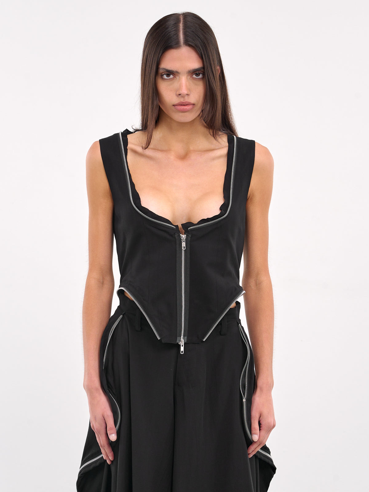 Hard Twist Gabardine Zip Vest (LP-Y01-200-1-BLACK)