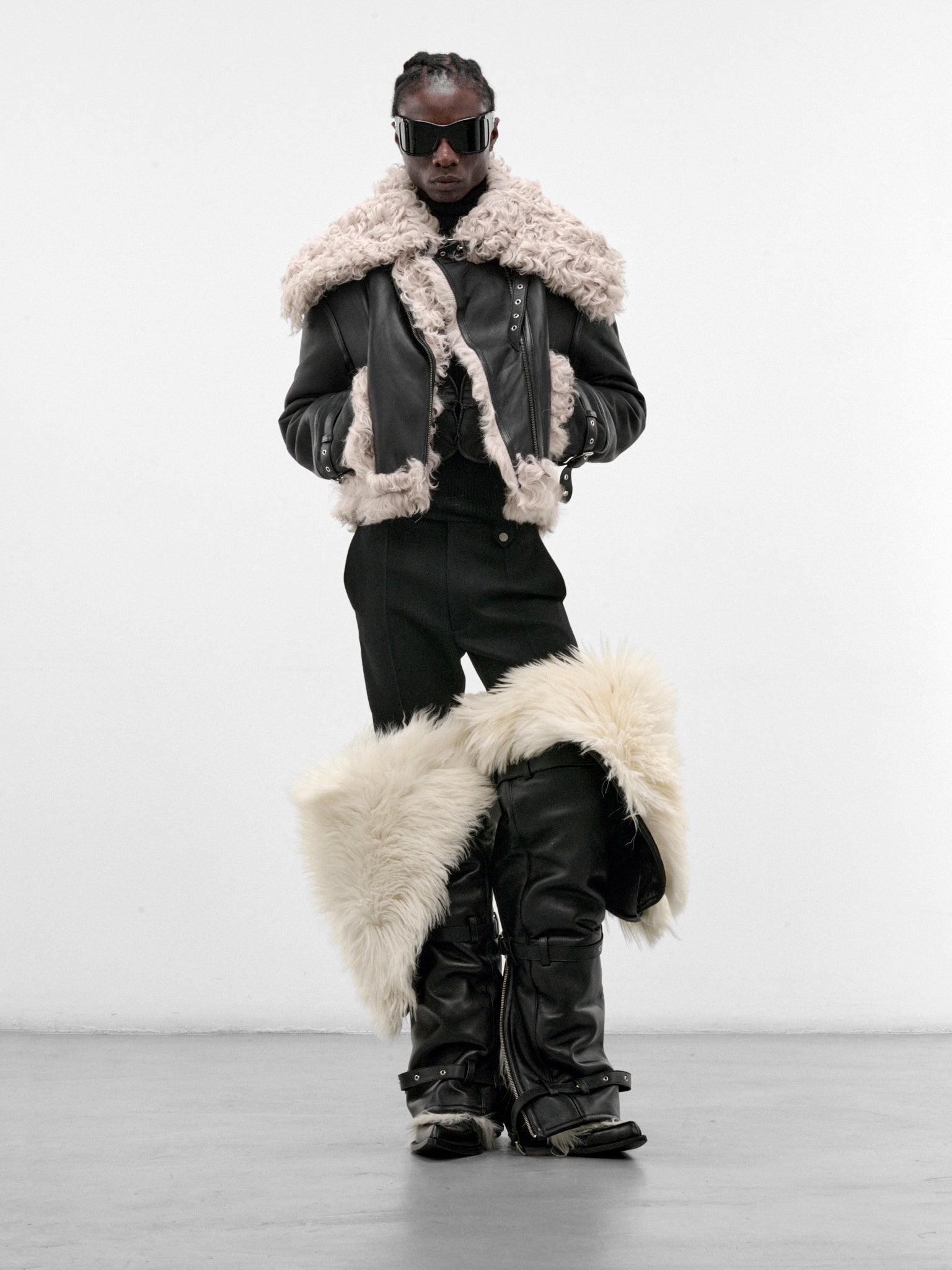 Black Sheep Leather Aviator Jacket (LT-001-A-BLACK)