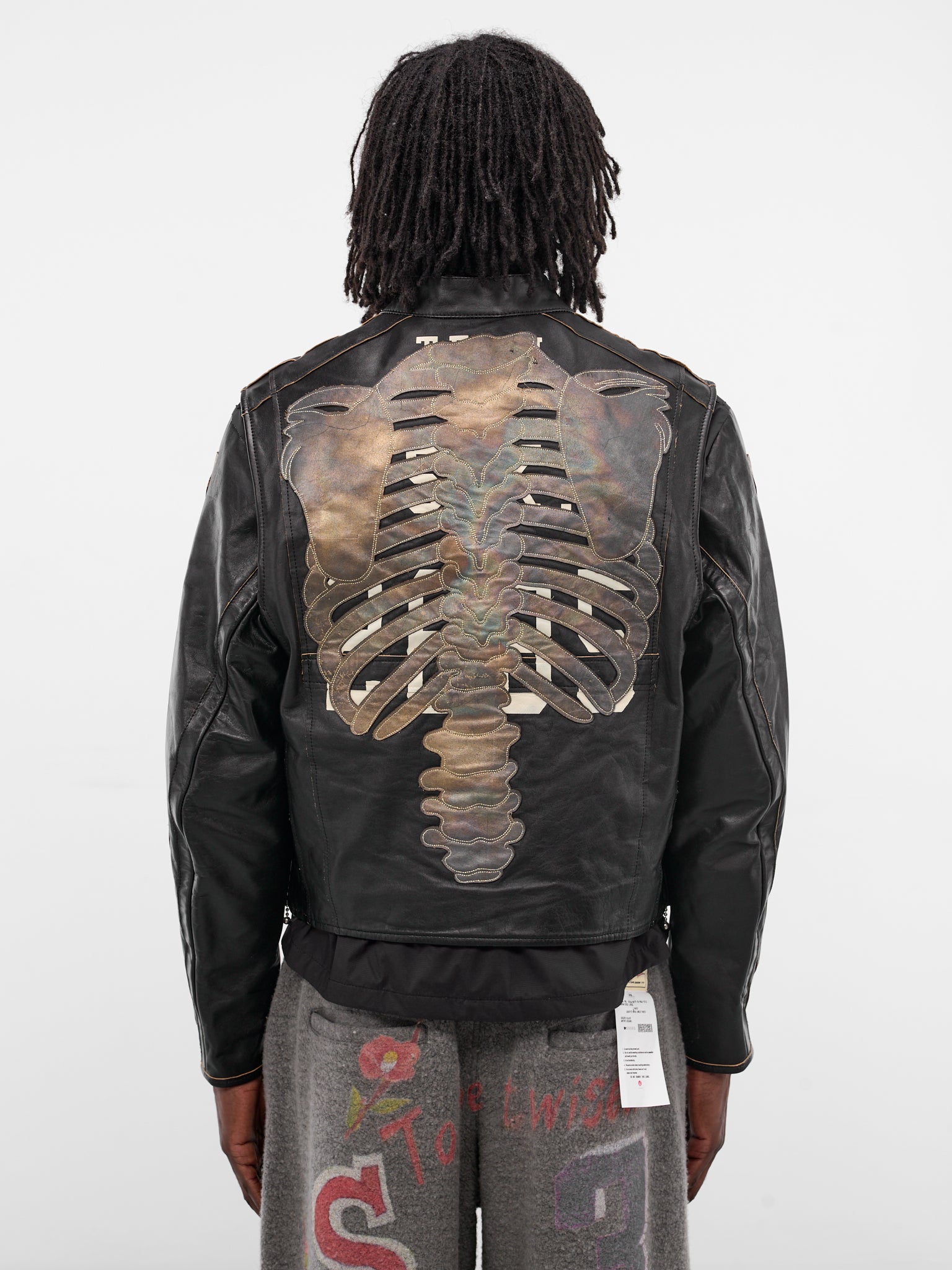 Bone Embroidered Leather Moto Jacket (LT-SV-NGA-1002-BLACK)