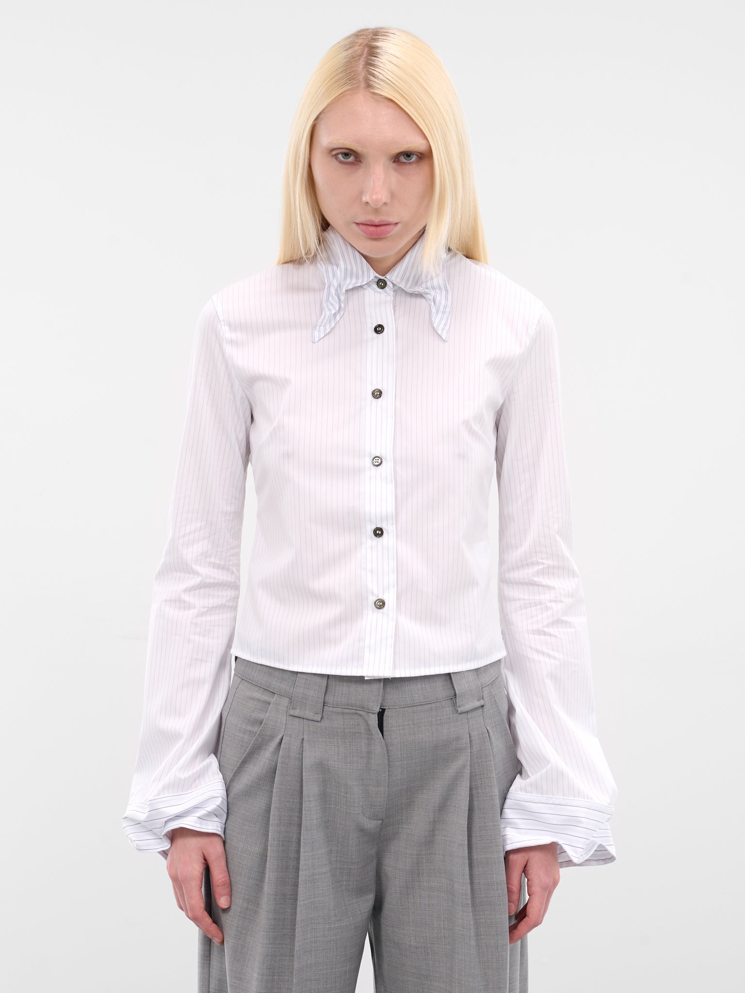 White Striped Wrinkled Luis Shirt (LUIS-SHIRT-WHITE-BLUE)