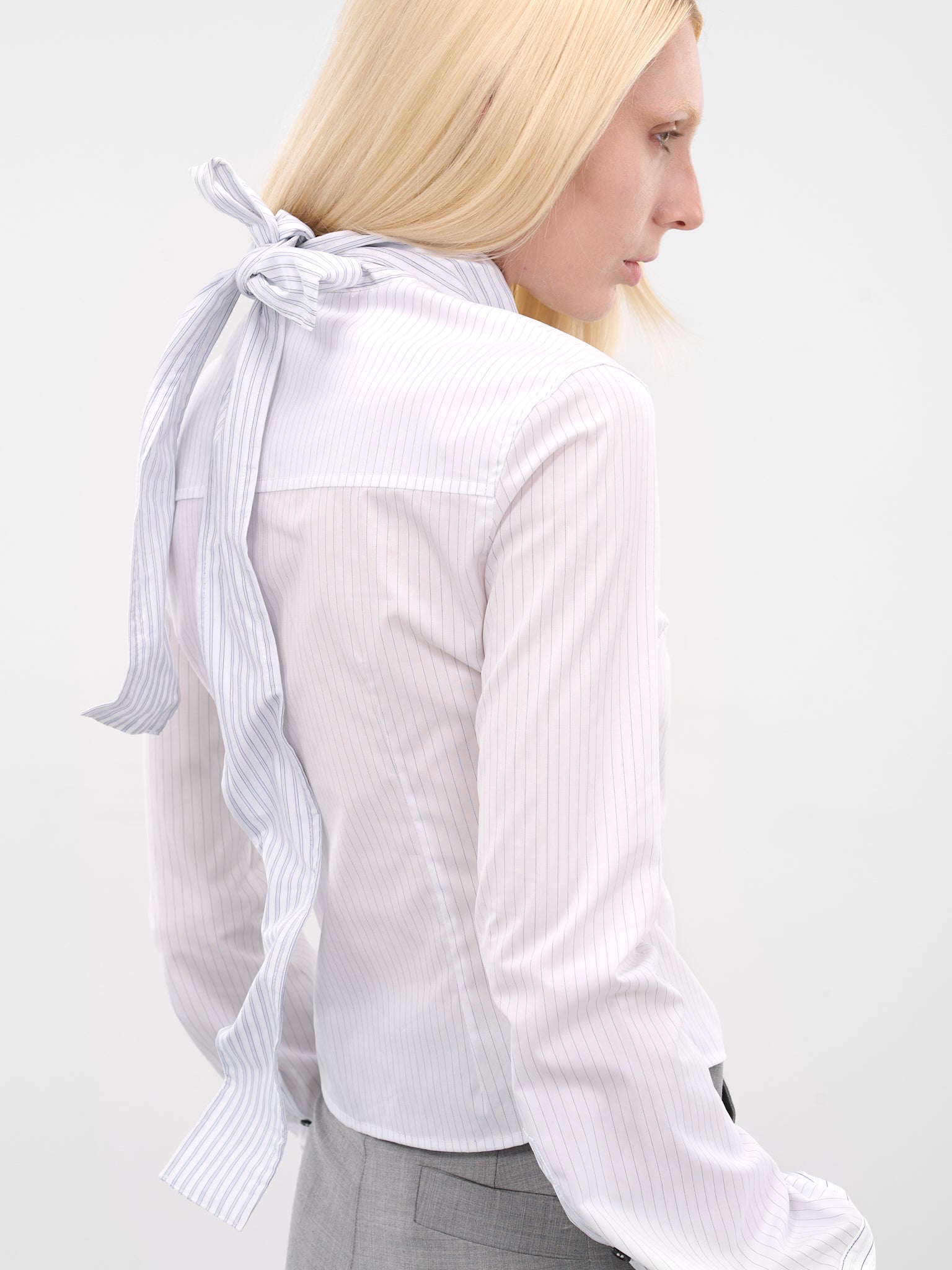 White Striped Wrinkled Luis Shirt (LUIS-SHIRT-WHITE-BLUE)