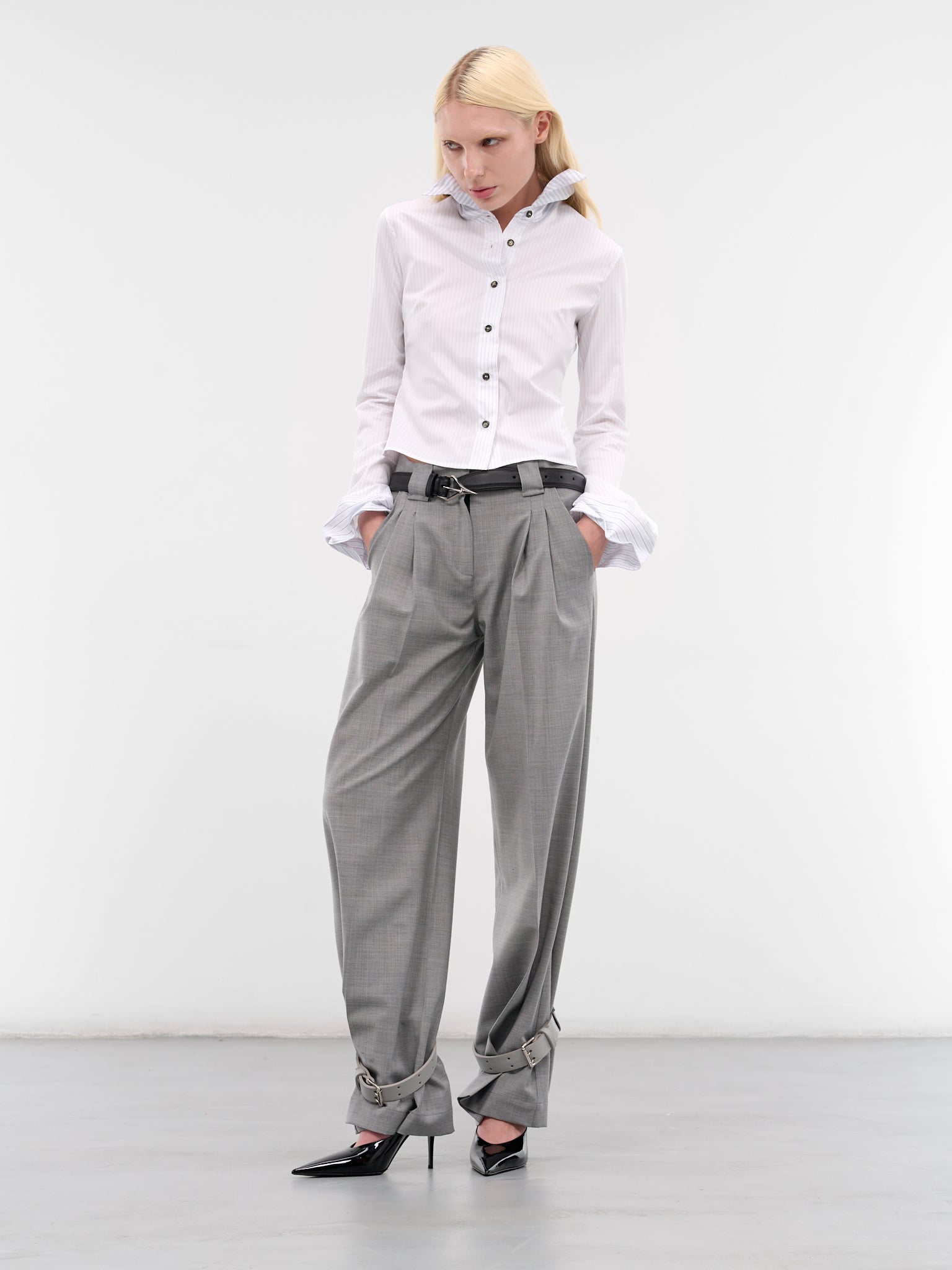 White Striped Wrinkled Luis Shirt (LUIS-SHIRT-WHITE-BLUE)