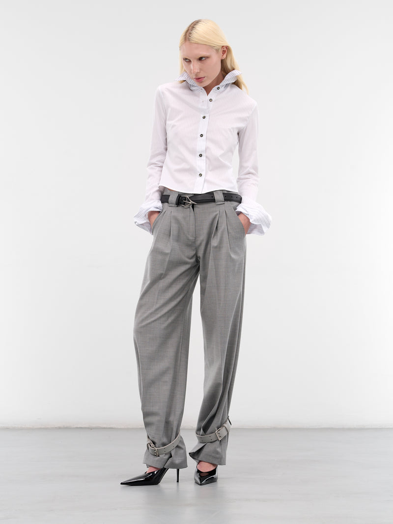 Black Leather Spike Buckle Belt (25F10AC00679016-BLACK)