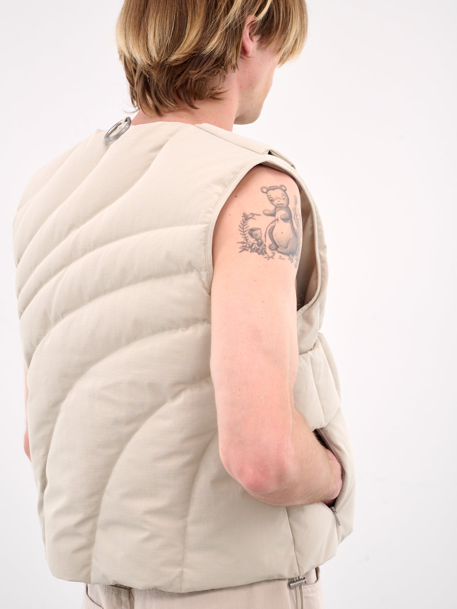 Layered Down Vest (M-03-003-STONE)