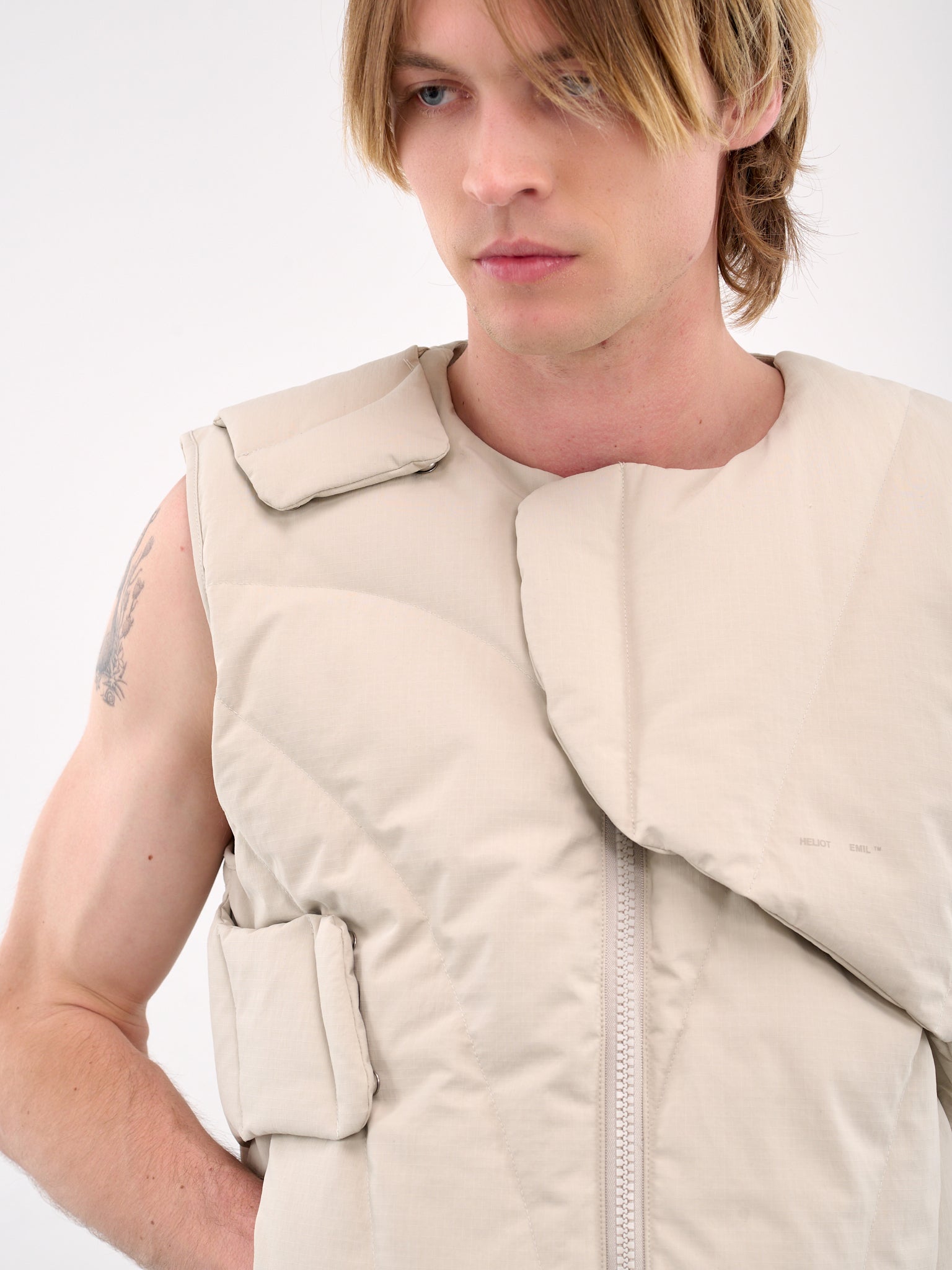 Layered Down Vest (M-03-003-STONE)