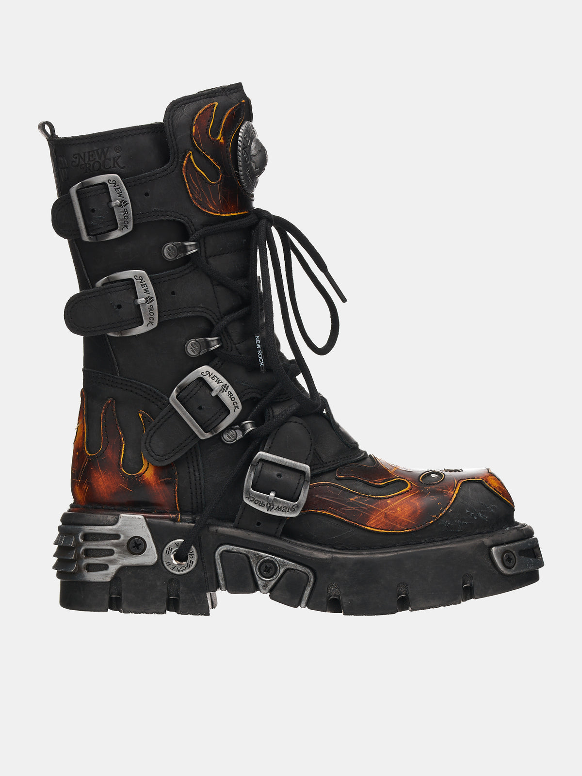 Leather Flame Boots (M-107ENV-C1-BLACK-FUEGO)