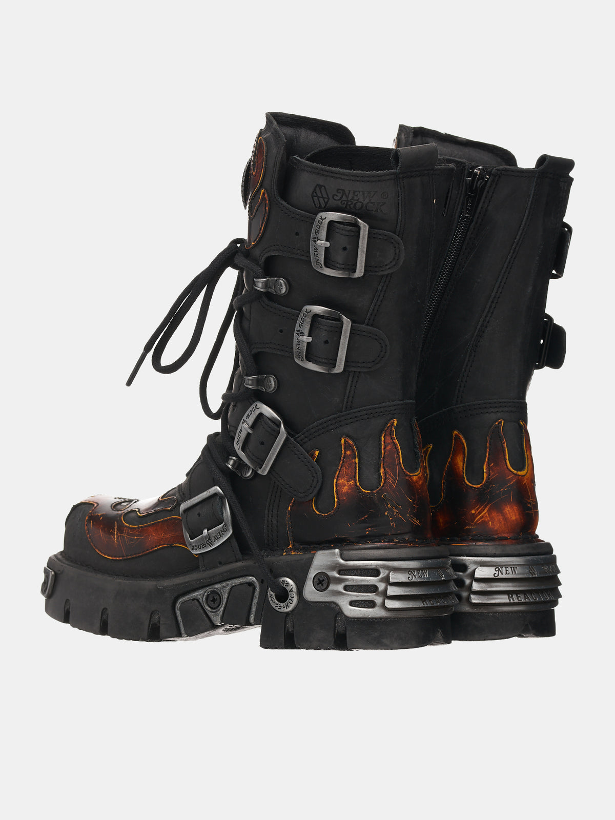 Leather Flame Boots (M-107ENV-C1-BLACK-FUEGO)
