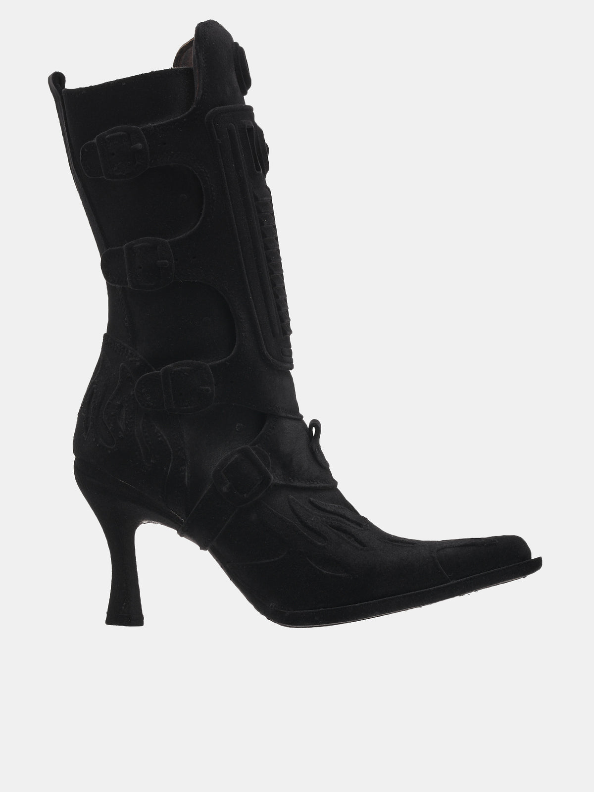 Suede Flame Boot Heels (M-959ESLAM-C1-BLACK)