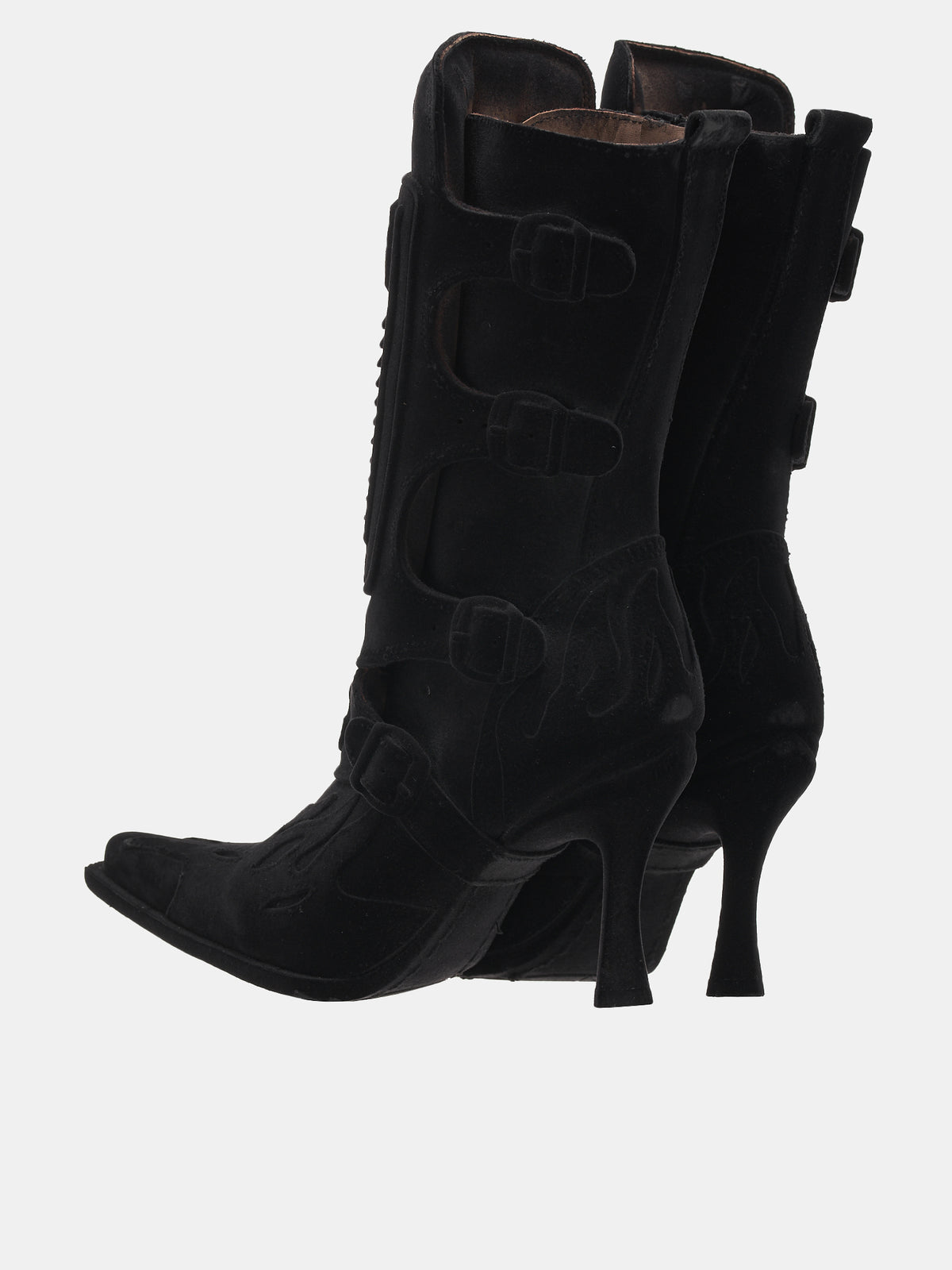 Suede Flame Boot Heels (M-959ESLAM-C1-BLACK)