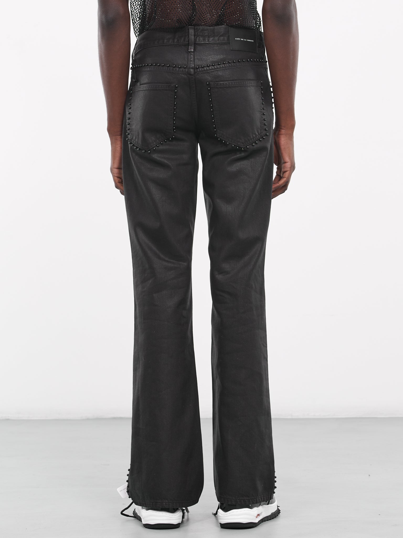 Stud Coated Denim Pants (M005317E52-867-BLACK-COAT)