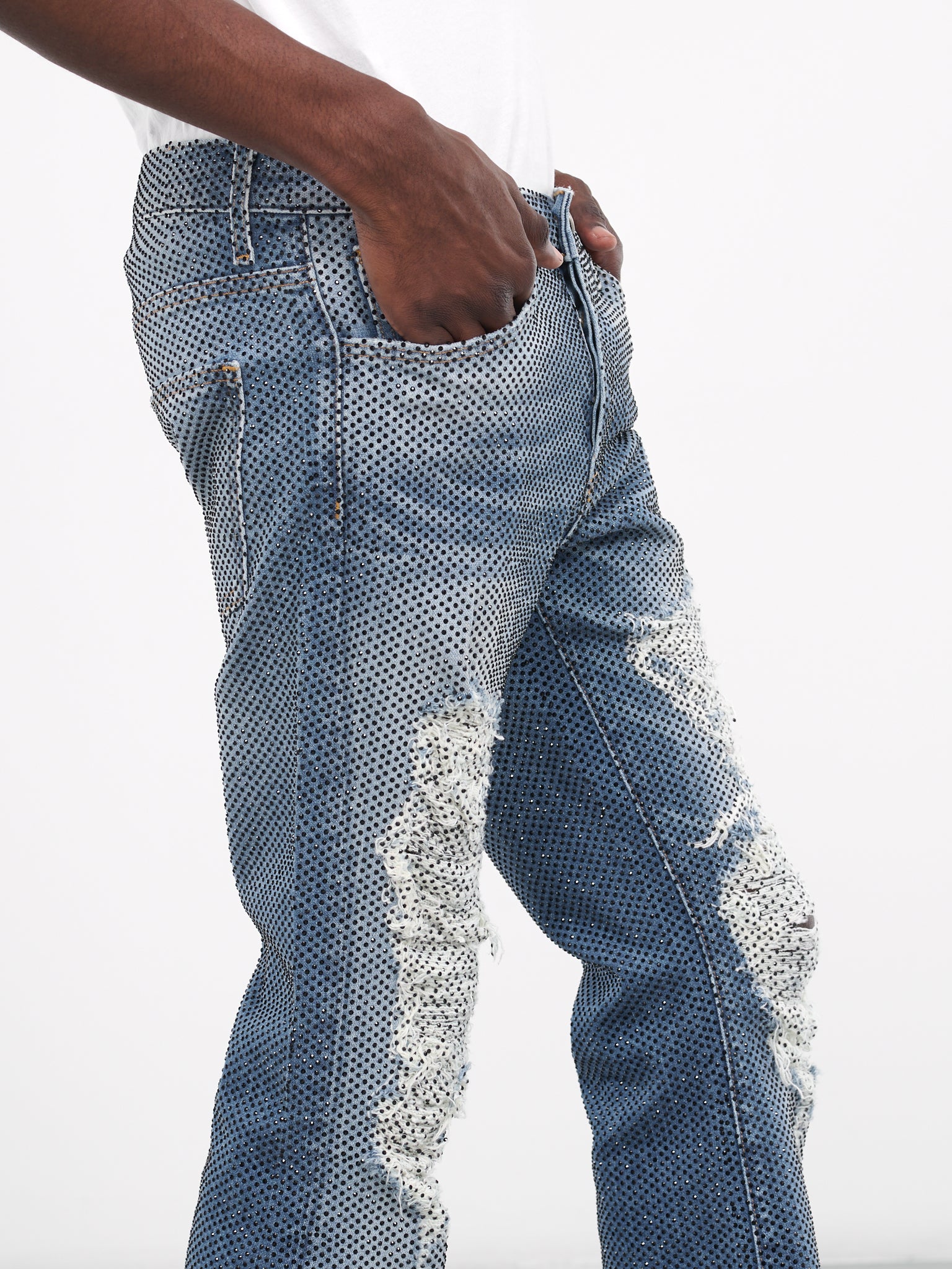 Distressed Denim Pants (M006317E27-707-PRESLEY-WASH)
