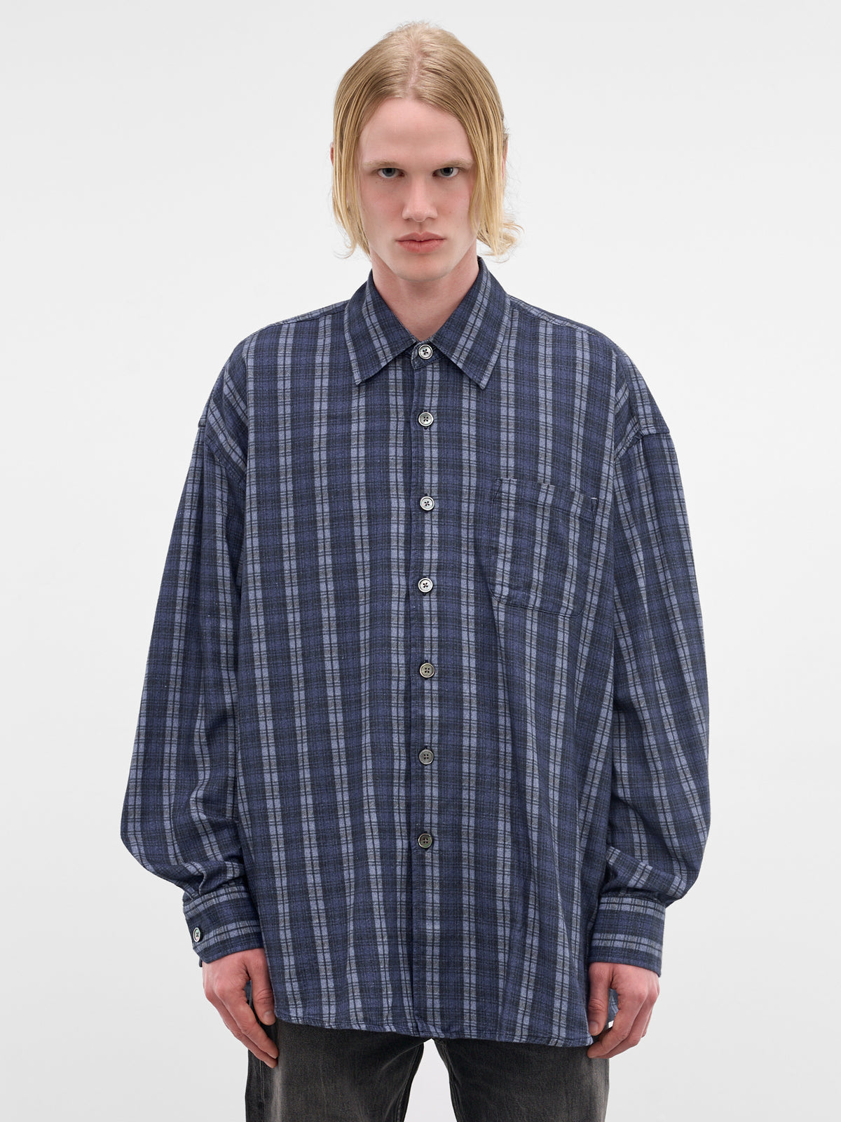 Oversized Check Cotton Borrowed Shirt (M2262BCP-CHECK-PLEASE-PRINT)