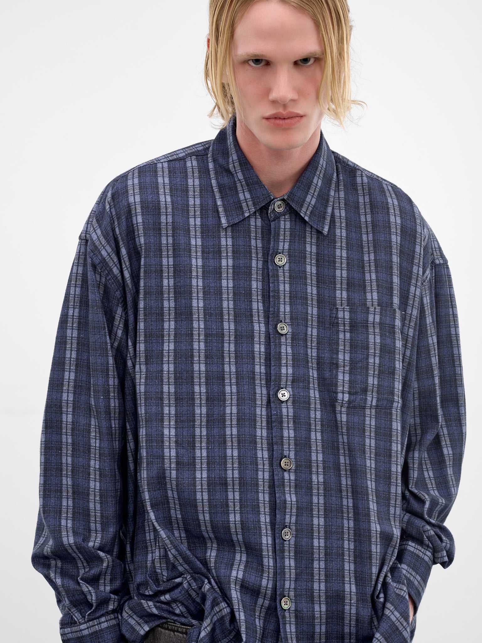 Oversized Check Cotton Borrowed Shirt (M2262BCP-CHECK-PLEASE-PRINT)
