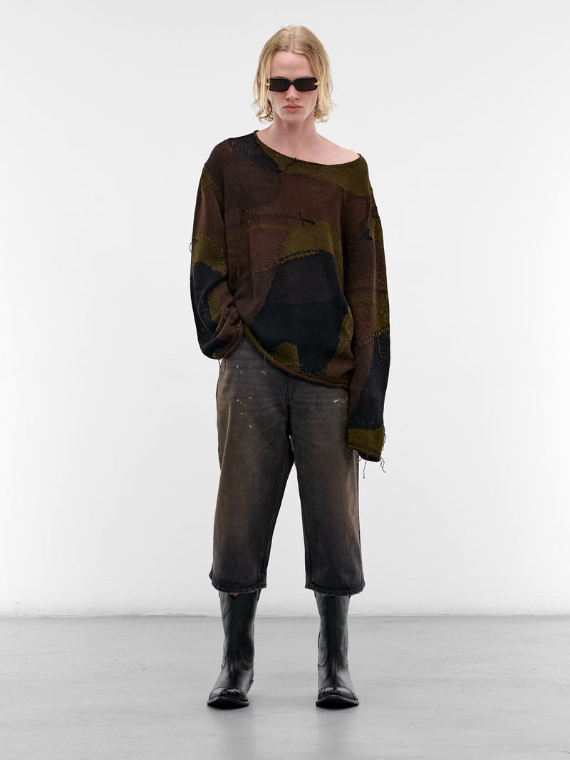 Camo Intarsia Rigid Popover Sweater (M2263RO-CAMO-COTTON-RAFIA)