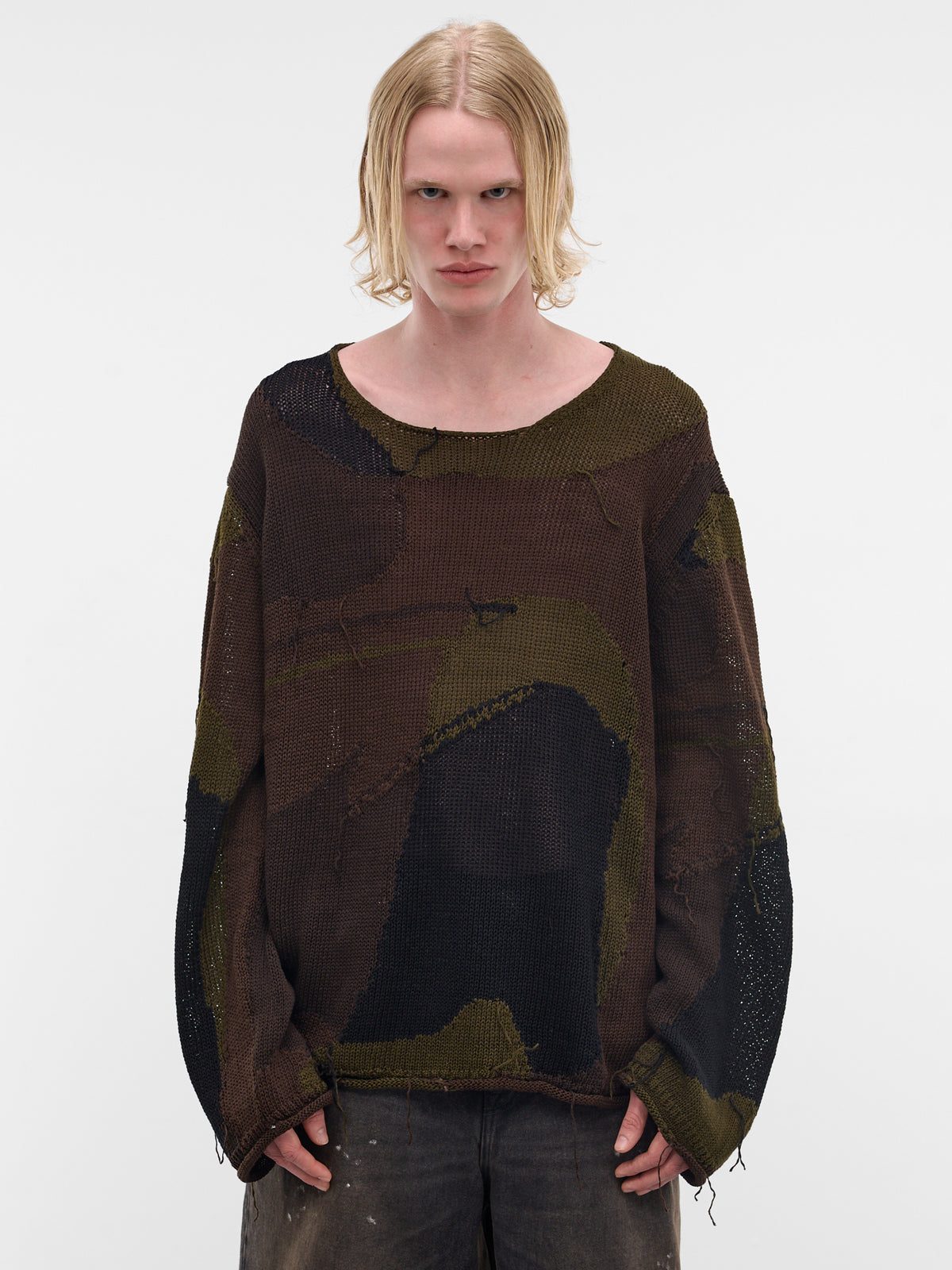 Camo Intarsia Rigid Popover Sweater (M2263RO-CAMO-COTTON-RAFIA)