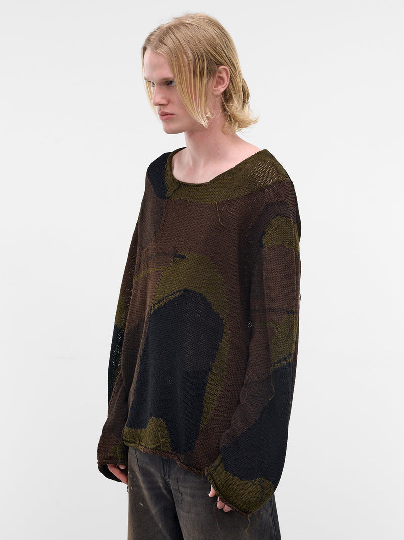 Camo Intarsia Rigid Popover Sweater (M2263RO-CAMO-COTTON-RAFIA)
