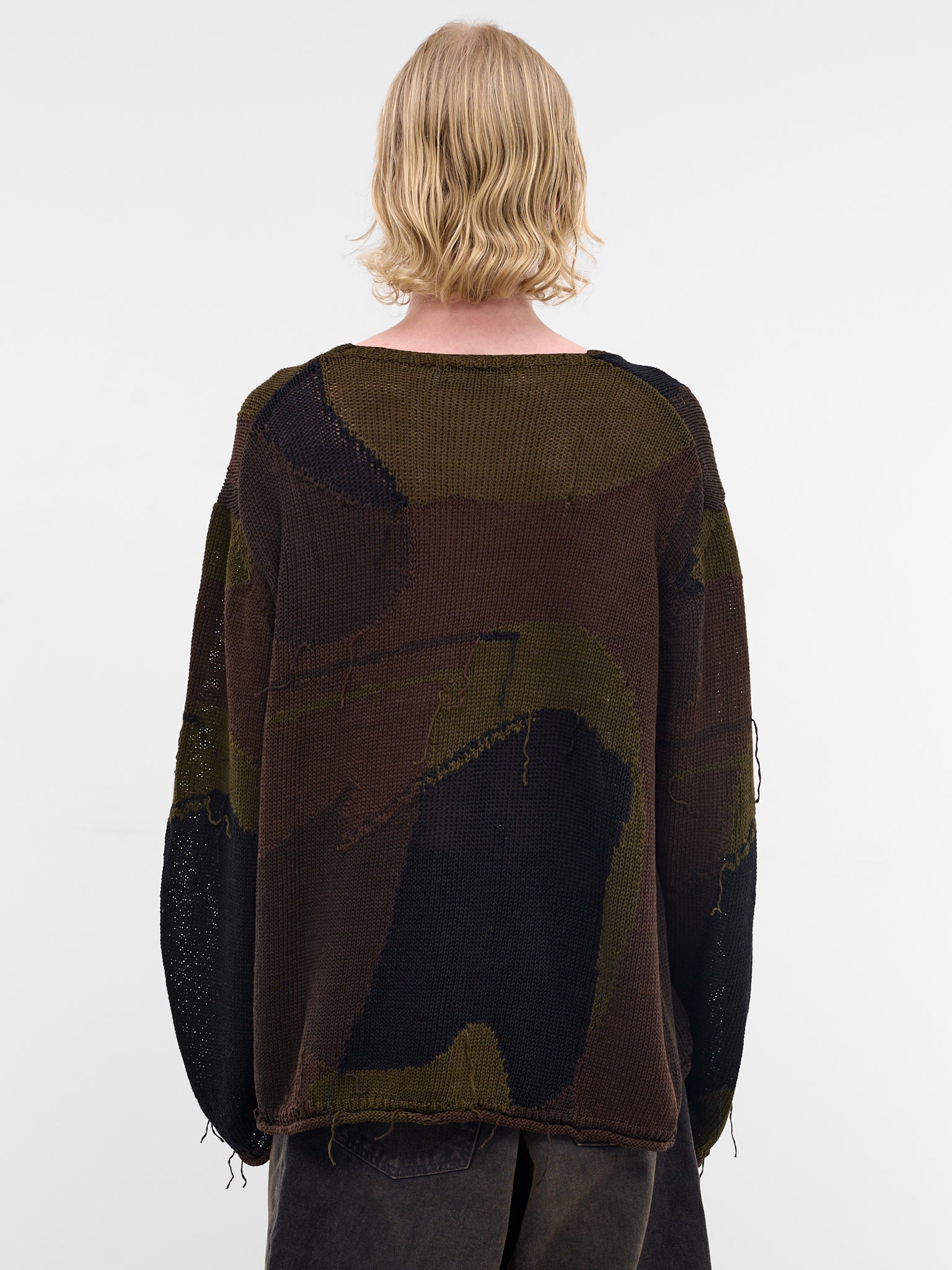 Camo Intarsia Rigid Popover Sweater (M2263RO-CAMO-COTTON-RAFIA)